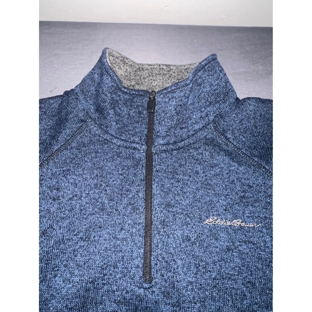 Eddie Bauer Mens XL Blue Marl Quarter Zip Pullover Sweater